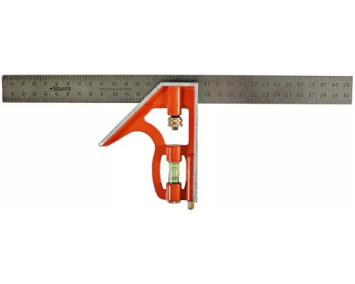 Угольник многофункциональный, 300 мм, уровень, чертилка, Sturm!