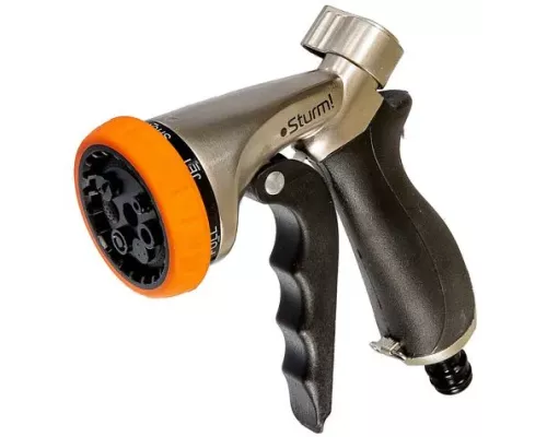 Пистолет для полива 7 режимов, цинковый корпус с резиновым покрытием Sturm!