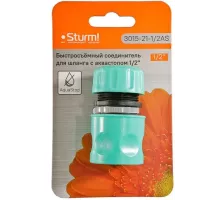 Быстросъёмный соединитель для шланга с аквастопом1/2" Sturm!