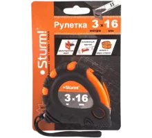 Рулетка 3x16мм, 3 кнопки стопа, двухсторонняя, магнит на зацепе, Sturm!