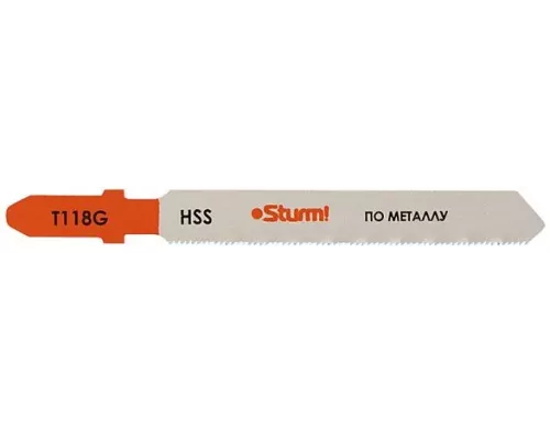 Пилки для лобзика по металлу T118G, 5 шт, 76х51мм, шаг зуба 0,8мм, тонкий прямой рез, HSS, Sturm! Пилки для лобзика по металлу T118G, 5 шт, 76х51мм, шаг зуба 0,8мм, тонкий прямой рез, HSS, Sturm!
