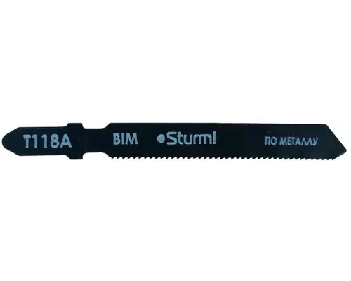 Пилки для лобзика по металлу T118A, 5 шт, 76х51мм, шаг зуба 1,2мм, прямолинейный чистый рез, BIM, Sturm! Пилки для лобзика по металлу T118A, 5 шт, 76х51мм, шаг зуба 1,2мм, прямолинейный чистый рез, BIM, Sturm!