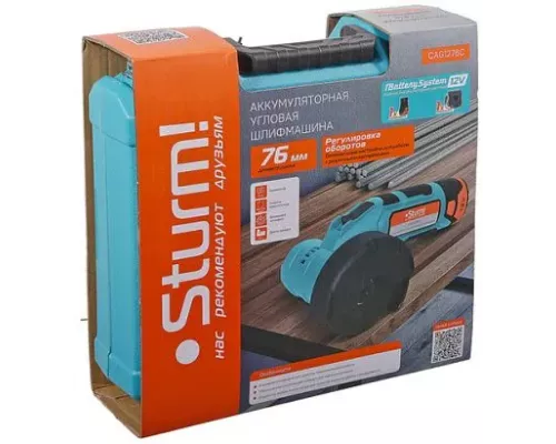 Аккумуляторная УШМ Sturm! CAG1276C 1BatterySystem12V