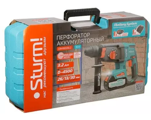 Аккумуляторный перфоратор Sturm! CRH1832BLC 1BatterySystem
