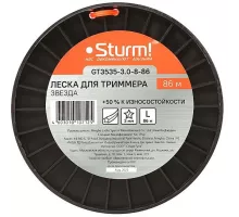 GT3535-3.0-8-86 Леска для триммера, d=3.0мм, l=86м, звезда, оранж.,  бобина, Sturm!, 4603010107125 (CN)