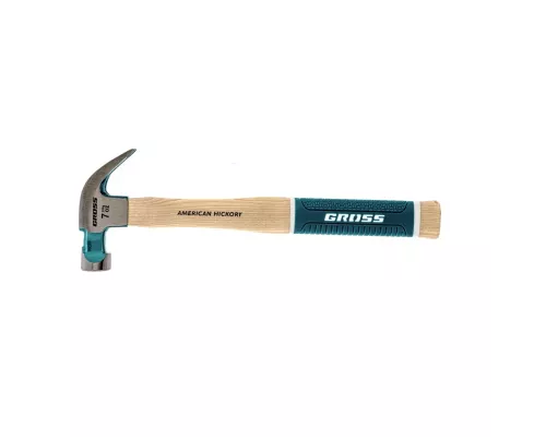 Молоток-гвоздодер, 200 г, угол 45, магнит, обрезиненная рукоятка American hickory GROSS Молоток-гвоздодер, 200 г, угол 45, магнит, обрезиненная рукоятка American hickory GROSS
