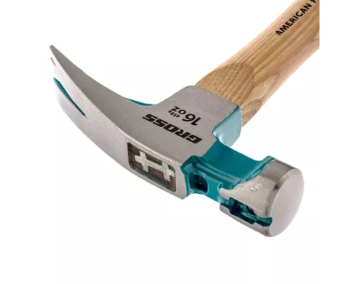 Молоток-гвоздодер, 450 г, угол 45, магнит, обрезиненная рукоятка American hickory GROSS Молоток-гвоздодер, 450 г, угол 45, магнит, обрезиненная рукоятка American hickory GROSS