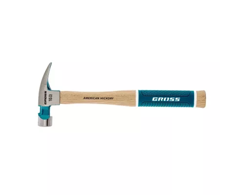 Молоток-гвоздодер, 280 г, угол 75, магнит, обрезиненная рукоятка American hickory GROSS Молоток-гвоздодер, 280 г, угол 75, магнит, обрезиненная рукоятка American hickory GROSS