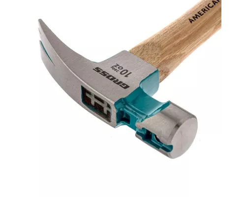 Молоток-гвоздодер, 280 г, угол 75, магнит, обрезиненная рукоятка American hickory GROSS Молоток-гвоздодер, 280 г, угол 75, магнит, обрезиненная рукоятка American hickory GROSS