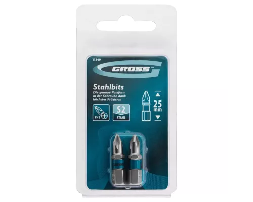 Бита РН1 х 25, сталь S2, 2 шт. Gross Бита РН1 х 25, сталь S2, 2 шт. Gross