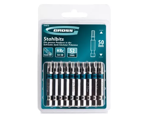 Бита Torx 30 х 50, сталь S2, 10 шт. Gross Бита Torx 30 х 50, сталь S2, 10 шт. Gross