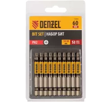 Бита PH2х60, сталь S2, цилиндр., 10 шт. Е 6,3 Denzel