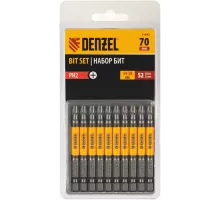 Бита PH2х70, сталь S2, цилиндр., 10 шт. Е 6,3 Denzel