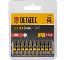 Бита PH1х25, сталь S2, шестигранный профиль, 10 шт. Е 6,3 Denzel