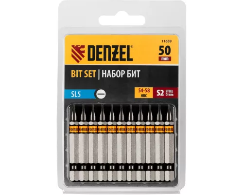 Бита SL5,0х50, сталь S2, шестигранный профиль, 10 шт. Е 6,3 Denzel Бита SL5,0х50, сталь S2, шестигранный профиль, 10 шт. Е 6,3 Denzel