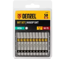 Бита HEX 6х50, сталь S2, шестигранный профиль, 10 шт. Е 6,3 Denzel