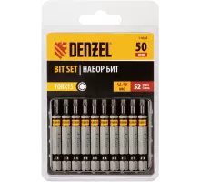 Бита TX 15х50, сталь S2, шестигранный профиль, 10 шт. Е 6,3 Denzel