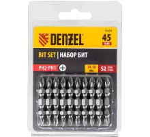 Бита двухсторонняя, PH2-PH1 х 45 мм, сталь S2, 10 шт. Denzel