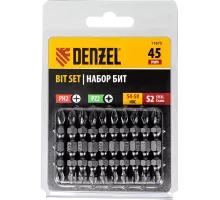 Бита двухсторонняя, PH2-PZ2 х 45 мм, сталь S2, 10 шт. Denzel