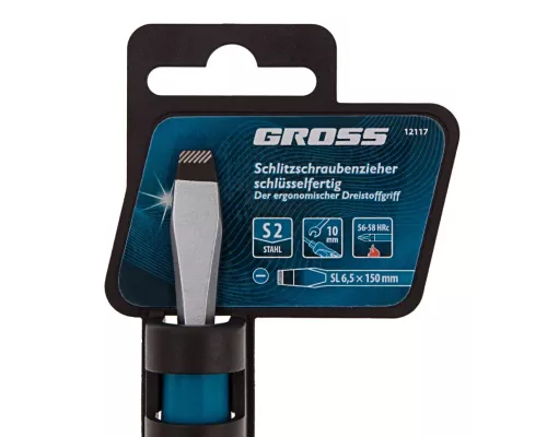 Отвертка SL6.5 x 150 мм, S2, трехкомпонентная рукоятка Gross Отвертка SL6.5 x 150 мм, S2, трехкомпонентная рукоятка Gross