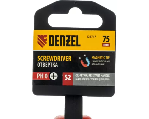 Отвертка, PH0х75 мм, S2, 3к рукоятка Denzel Отвертка, PH0х75 мм, S2, 3к рукоятка Denzel