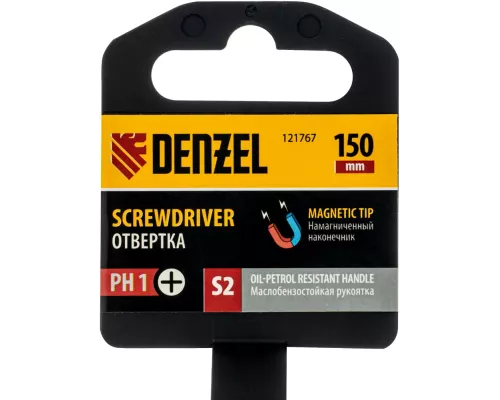 Отвертка, PH1х150 мм, S2, 3к рукоятка Denzel Отвертка, PH1х150 мм, S2, 3к рукоятка Denzel