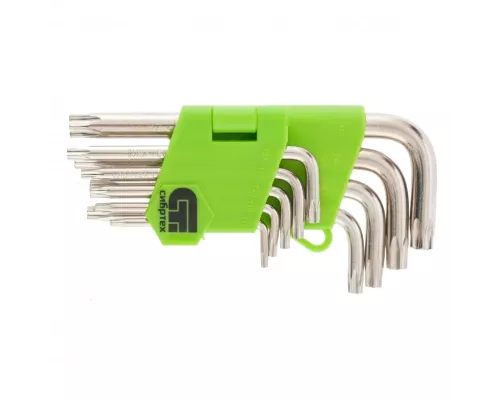 Набор ключей имбусовых Tamper-Torx , 9 шт: ТT10-ТT50.45x, закаленные, короткие, никель Сибртех Набор ключей имбусовых Tamper-Torx , 9 шт: ТT10-ТT50.45x, закаленные, короткие, никель Сибртех