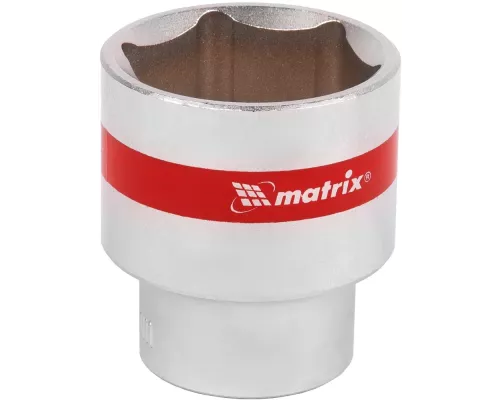 Головка торцевая, 30 мм, шестигранная, CrV, под квадрат 1/2, хромированная Matrix Головка торцевая, 30 мм, шестигранная, CrV, под квадрат 1/2, хромированная Matrix