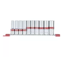 Набор удлиненных торцевых головок 1/2", шестигранные, CrV, 10 шт, 10-22 мм Matrix