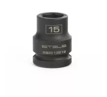 Головка ударная шестигранная, 15 мм, 1/2, CrMo Stels