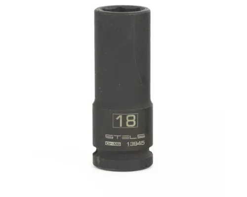 Головка ударная удлиненная шестигранная, 18 мм, 1/2, CrMo Stels