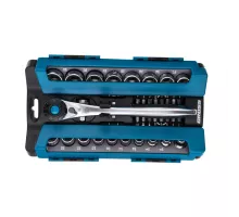 Набор торцевых головок, трещотка 120 зубьев, 36 предметов, 1/2", 3/8”, CrV Gross