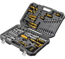 Набор инструментов, 1/2", 1/4", CrV, S2, пластиковый кейс, 84 предмета Denzel