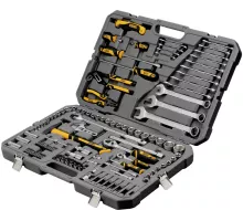 Набор инструментов, 1/2", 1/4", CrV, S2, пластиковый кейс, 122 предмета Denzel