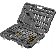 Набор инструментов, 1/2", 1/4", 3/8", CrV, S2, пластиковый кейс, 216 предметов Denzel
