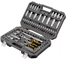 Набор инструментов, 1/2", 1/4", CrV, S2, пластиковый кейс, 109 предметов Denzel