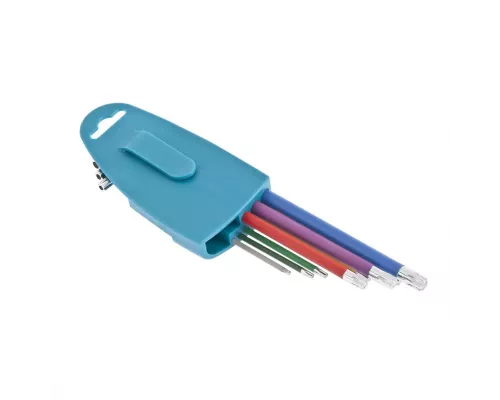 Набор ключей имбусовых Torx -TT, 9 шт: T10-T50, магнит, S2, экстра-длинные, хром/краска 9 шт Gross Набор ключей имбусовых Torx -TT, 9 шт: T10-T50, магнит, S2, экстра-длинные, хром/краска 9 шт Gross