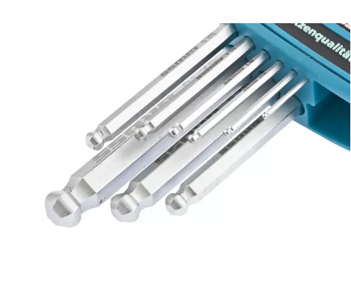 Набор ключей имбусовых HEX, 1.5-10 мм, S2, 9 шт, удлиненные с шаром, сатинированные Gross