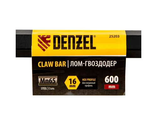 Лом-гвоздодер, 600 мм, шестигранный 16 мм, окрашенный, сталь 65// Denzel