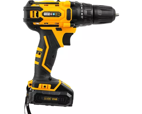 Дрель-шуруповерт аккумуляторная CDL-12-02BM, Li-Ion, 12 В, 2 акк.// Denzel
