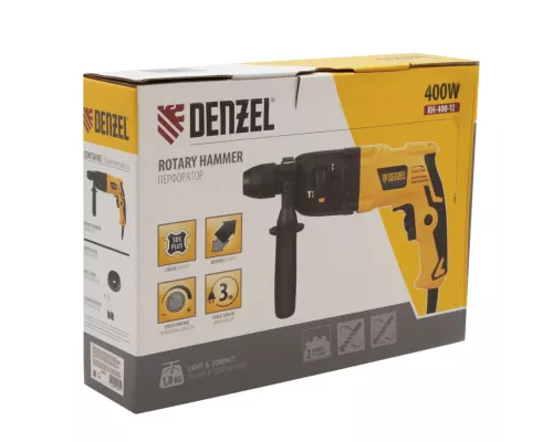 Перфоратор электрический RH-400-12, SDS-plus, 400 Вт, 1.2 Дж, 2 режима Denzel