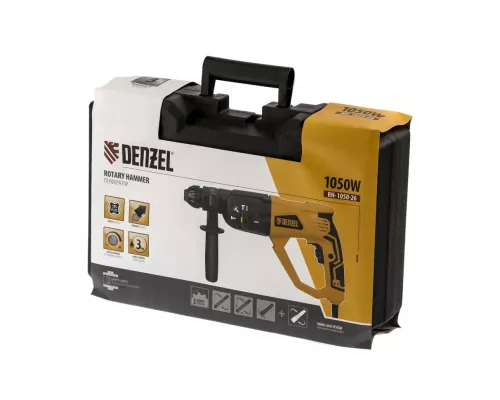 Перфоратор электрический RH-1050-26, SDS-plus, 1050 Вт, 3.2 Дж, 3 плюс 1 режим Denzel