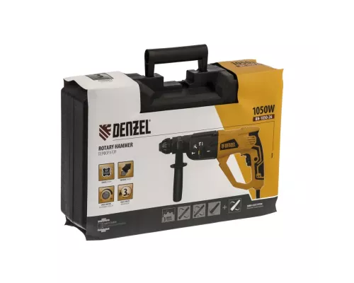 Перфоратор электрический RH-1050-26, SDS-plus, 1050 Вт, 3.2 Дж, 3 плюс 1 режим Denzel