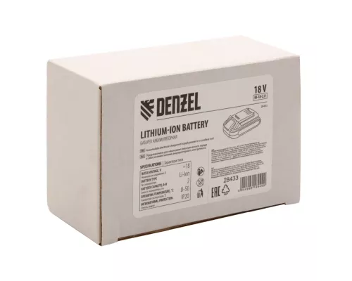 Батарея аккумуляторная IB-18-2.0, Li-Ion, 18 В, 2.0 А/ч Denzel Батарея аккумуляторная IB-18-2.0, Li-Ion, 18 В, 2.0 А/ч Denzel