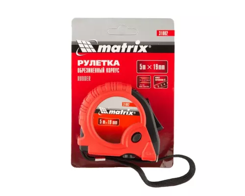 Рулетка Rubber,5 м х 19 мм,обрезиненный корпус Matrix Рулетка Rubber,5 м х 19 мм,обрезиненный корпус Matrix