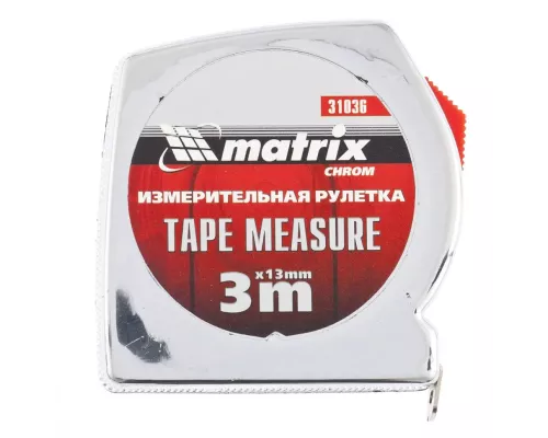 Рулетка Chrom,3 м x 13 мм,хромированный корпус Matrix Рулетка Chrom,3 м x 13 мм,хромированный корпус Matrix