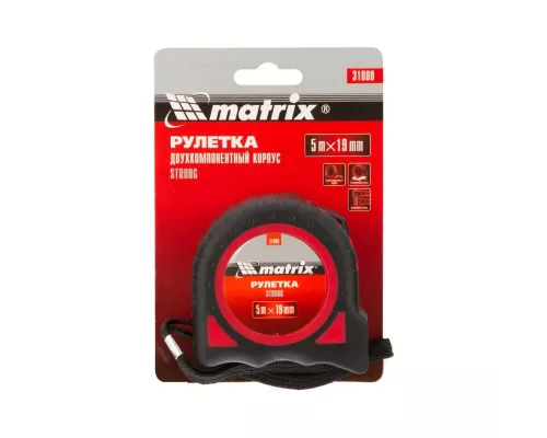 Рулетка Strong,5 м х 19 мм,обрезиненный корпус Matrix Рулетка Strong,5 м х 19 мм,обрезиненный корпус Matrix