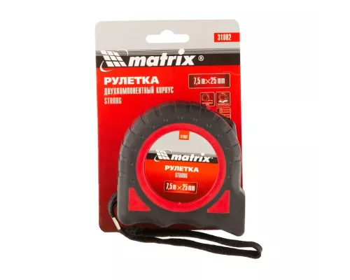 Рулетка Strong,7,5 м х 25 мм,обрезиненный корпус Matrix Рулетка Strong,7,5 м х 25 мм,обрезиненный корпус Matrix