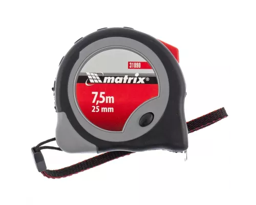 Рулетка Continuous fixation,7,5 м х 25 мм,двухкомпонентный корпус,плавная фиксация Matrix Рулетка Continuous fixation,7,5 м х 25 мм,двухкомпонентный корпус,плавная фиксация Matrix