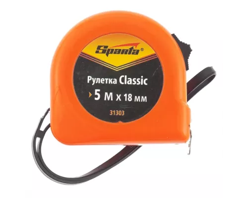 Рулетка Classic,5 м х 18 мм,пластиковый корпус Sparta
